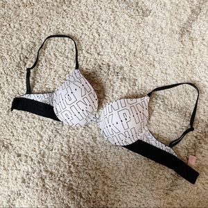 Victoria’s Secret PINK Logo Black and White Bra